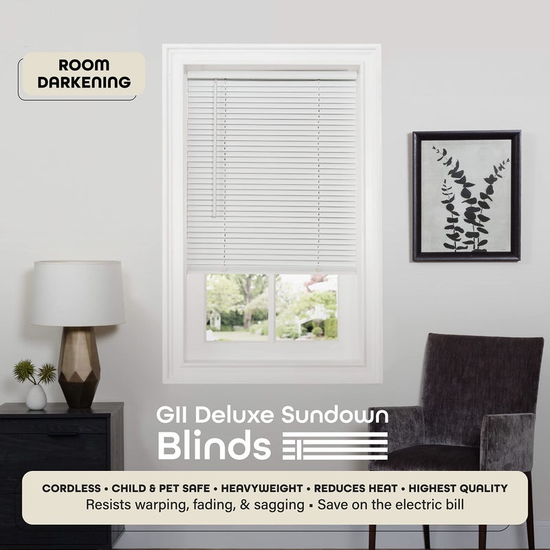 Achim Cordless Room Darkening Mini Blind - 34 Inch Width, 64 Inch Length, 1" Slat Size - Pearl White - Cordless GII Deluxe Sundown Horizontal Windows Blinds for Interior by Achim Home Decor - Image 2